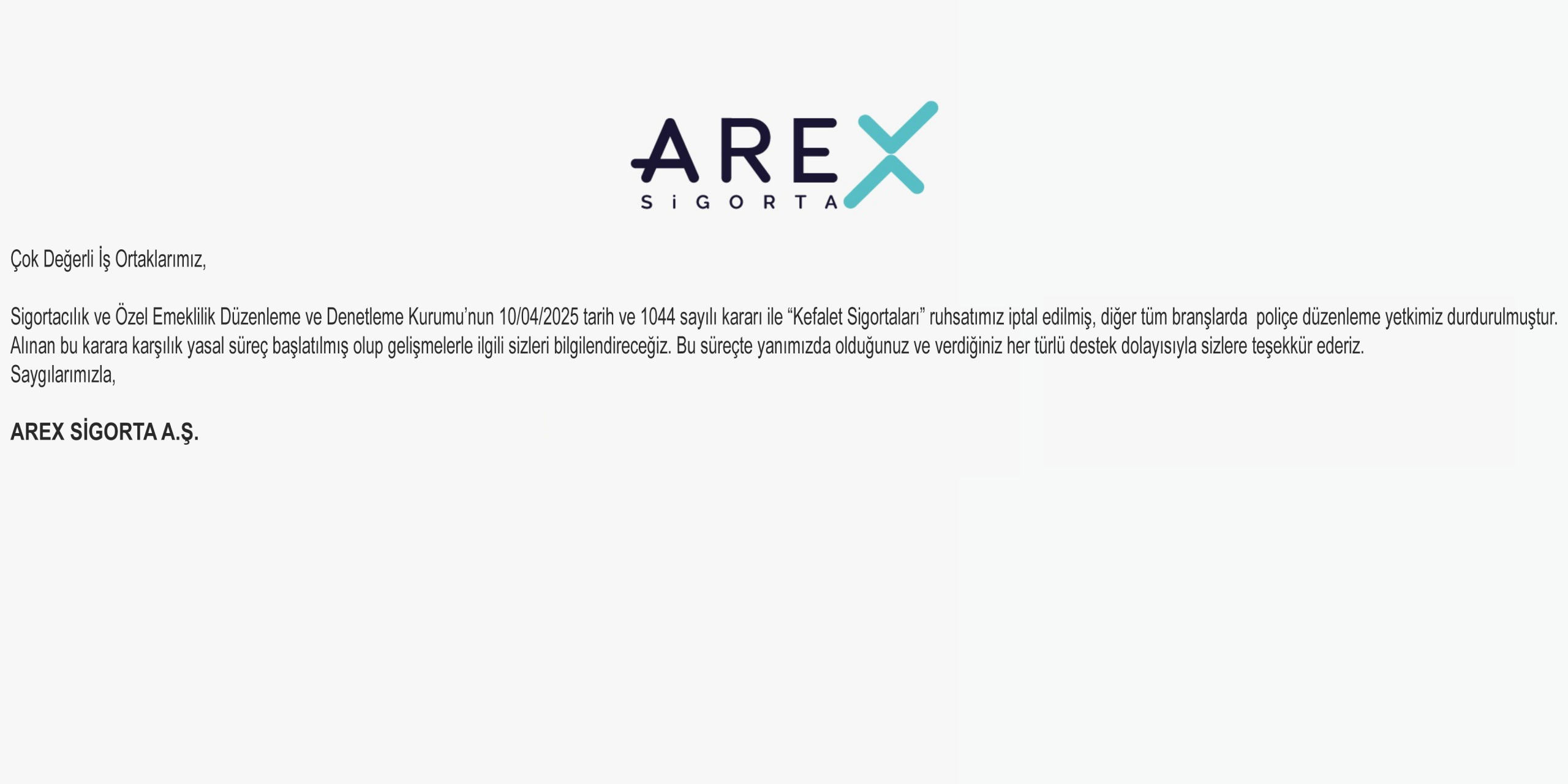 Arex Sigorta AŞ. değer kaybı Arex Sigorta AŞ. değer kaybı